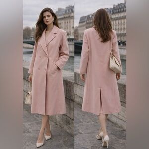 Vintage Harve Benard Pink Wool Coat Size 6 Long Trench Style